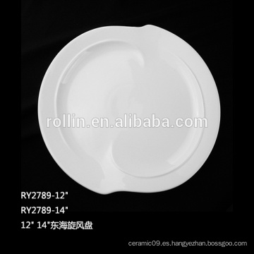 Placas de cena de porcelana placas planas forma redonda